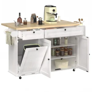 Mobile Kitchen Island Cart with Drop Leaf
